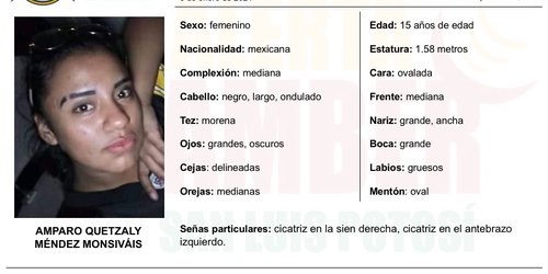 Activan Alerta Ámber para localizar a una menor de 15 años