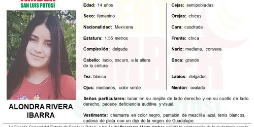 Activa FGE Alerta Amber para localizar a menor de 14 años