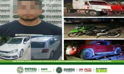 Guardia Civil Estatal y Sedena aseguran arsenal y vehículos robados en Charcas