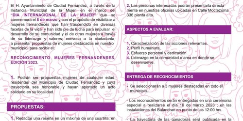 Buscan a la Mujer Fernandense 2023