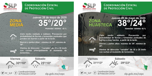 Alertan lluvias fuertes este día en Rioverde y Ciudad Fernández