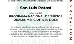 El Poder Judicial del Estado recibió certificación en Juicios Orales Mercantiles
