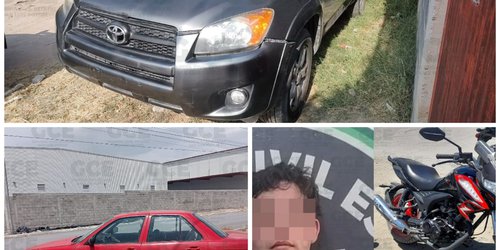 Localizan tres vehículos con reporte de robo y detienen a un hombre