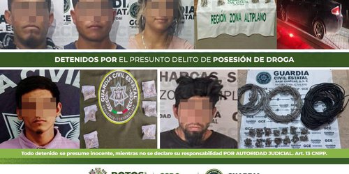 Guardia Civil asegura 50 dosis de enervantes: Nueve personas detenidas