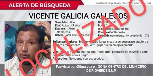 Apoya Policía de Rioverde en localización de Vicente N, sano y salvo
