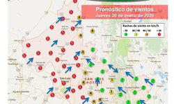 Alertan sobre rachas de viento hasta de 70kph en la región media