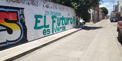 Saturan de bardas con pintas del Partido Verde en Rioverde