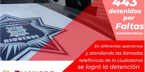 Seguridad Pública capturó a 443 infractores en 100 días