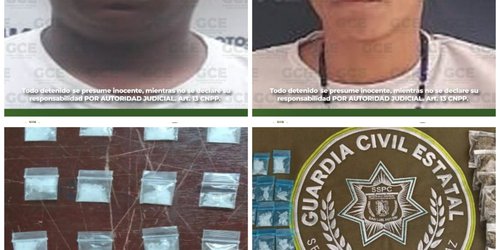 Guardia Civil asegura 96 dosis de enervantes en SLP capital y Axtla