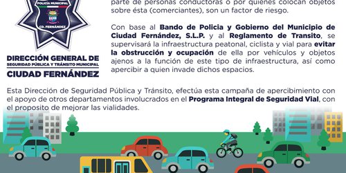 DSPM, PC y Giros Mercantiles refuerzan la Seguridad Vial con acciones de ordenamiento y respeto en las vías peatonales