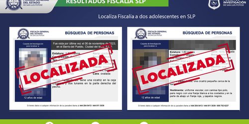 Tras aplicar protocolos de búsqueda, Fiscalía potosina localiza a dos adolescentes