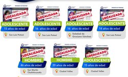 Fueron localizados cinco adolescentes y dos adultos: FGESLP