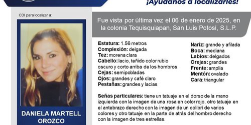 Continuan investigación para localizar a Daniela Martell