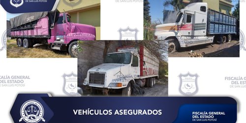 Policía Investigadora asegura tres unidades de carga en Rioverde
