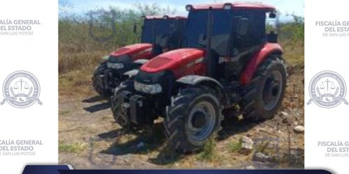 Tractor robado es asegurado por FGESLP en Ciudad Fernández