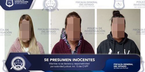 Tras delitos contra servidores públicos y leiones fueron aseguradas por FGESLP tres mujeres
