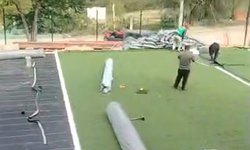 Supervisan avance de la primera etapa del multideportivo en Pinihuan, Lagunillas