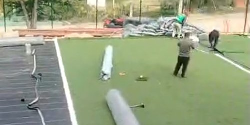 Supervisan avance de la primera etapa del multideportivo en Pinihuan, Lagunillas