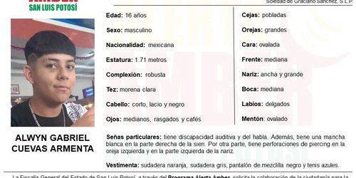 Fiscalía activa alerta Amber para localizar a adolescente de 16 años