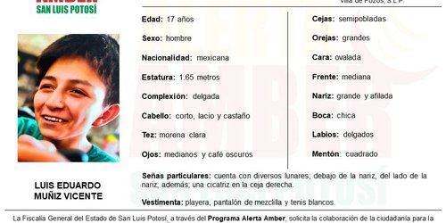 Buscan a adolescente de 17 años extraviado en Villa de Pozos