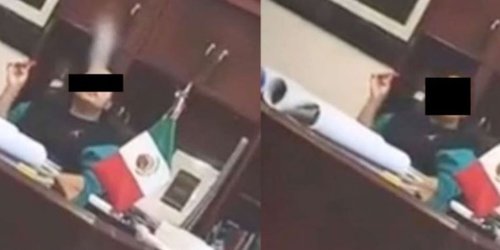 Captan al hijo de AMLO supuestamente fumando en oficina de Palacio Nacional