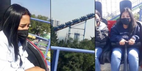 "Tengo miedo": Jóvenes quedan atrapadas en juego mecánico de Six Flags México