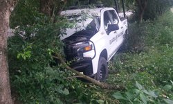 Choca patrulla de la Guardia Nacional en carretera Ciudad Valles-El Naranjo