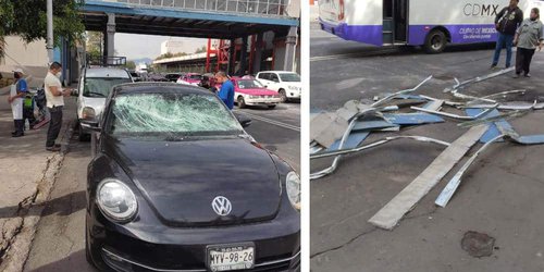 Se desprende plafón de puente peatonal de la estación Villa de Cortés del Metro