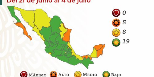 CdMx retrocede a semáforo amarillo; hay 5 estados en naranja