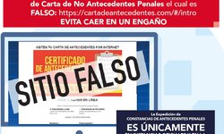 Alertan por página falsa que ofrece cartas de no antecedentes penales