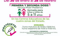 Vacunarán contra el COVID a menores de cinco a 11 años en las escuelas