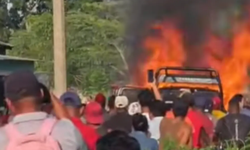 Agreden a Guardia Estatal e incendian unidades durante atención de denuncia en Azucena.