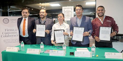Firman convenio de colaboración el Congreso del Estado y el Archivo Histórico