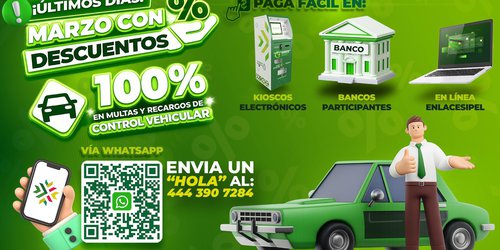 Últimos días con 100 por ciento de descuento en multas y recargos de control vehicular