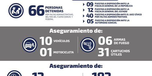 Detienen a ocho personas por portación de arma de fuego