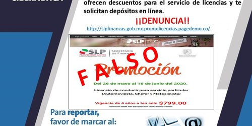 Denuncia Secretaría de Finanzas falsas promociones de licencias de conducir