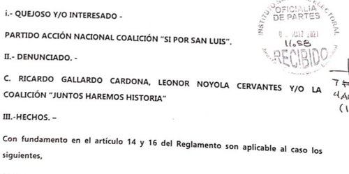 Coalición "Sí por San Luis Potosí" denuncia a Ricardo Gallardo por entrega de la tarjeta "La Cumplidora"