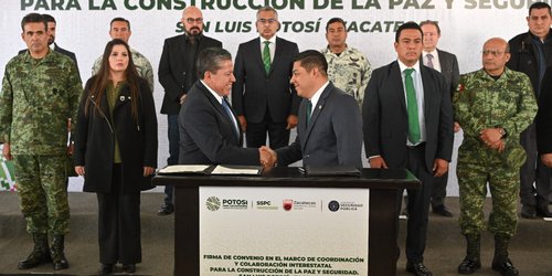 Signan gobernadores de SLP y Zacatecas convenio de colaboración en materia de seguridad