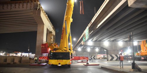 Avanza montaje de los trabes en el mega puente de Valle de Los Fantasmas