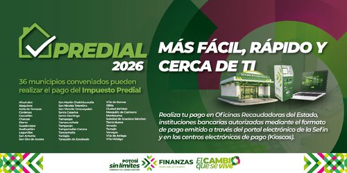 Habitantes de 36 municipios de SLP ya tienen más opciones para pagar el predial