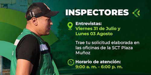 SCT abre reclutamiento de inspectores temporales para la Fenapo 2026