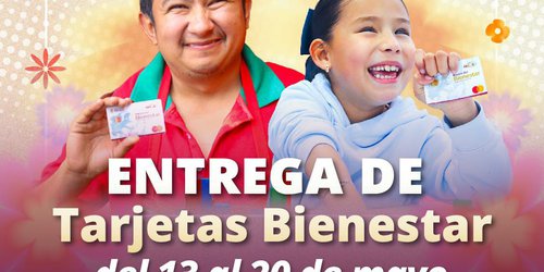 Bienestar realiza del 13 al 20 de mayo, la entrega de tarjetas de la Pensión para Personas con Discapacidad
