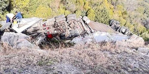 Tráiler cargado con huevo volcó, y tuvo pérdida total